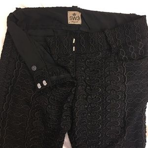 SW3 BESPOKE BLACK LACE FLARE LEG PANTS - SIZE 8